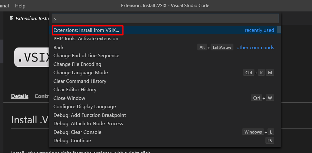 Install from VSIX