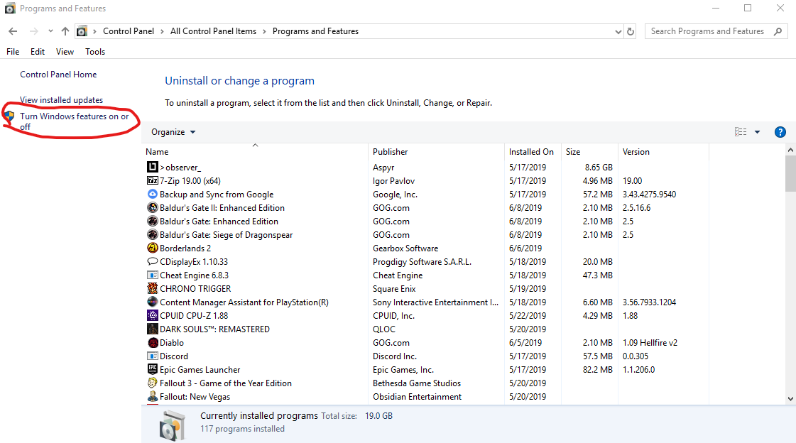 Windows Features