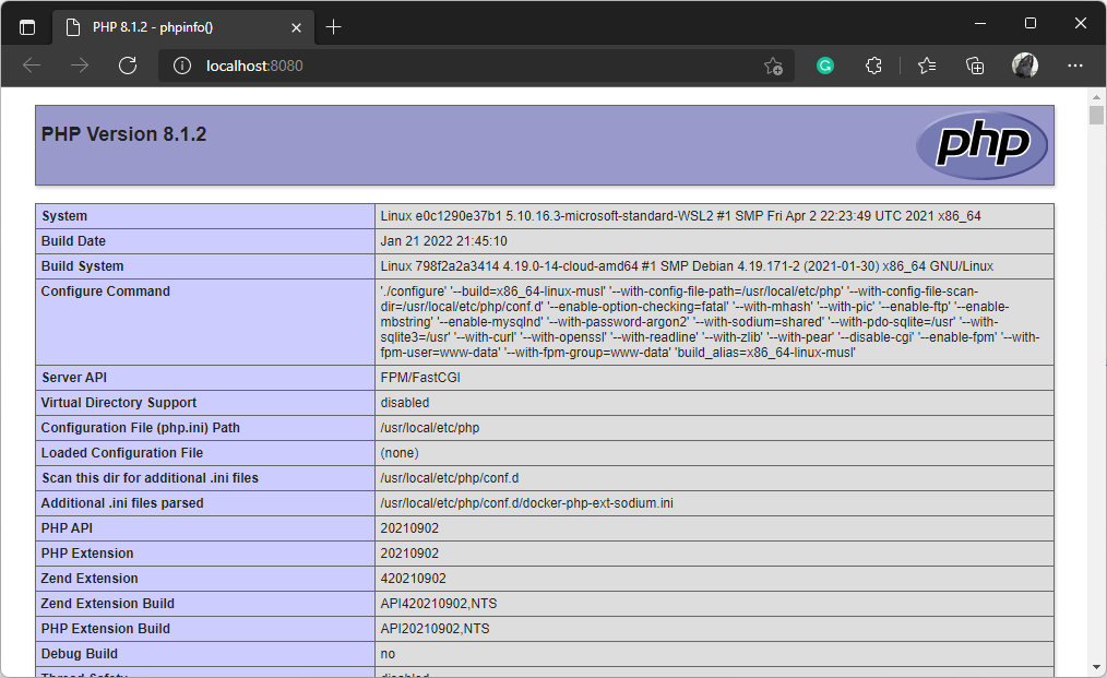 phpinfo