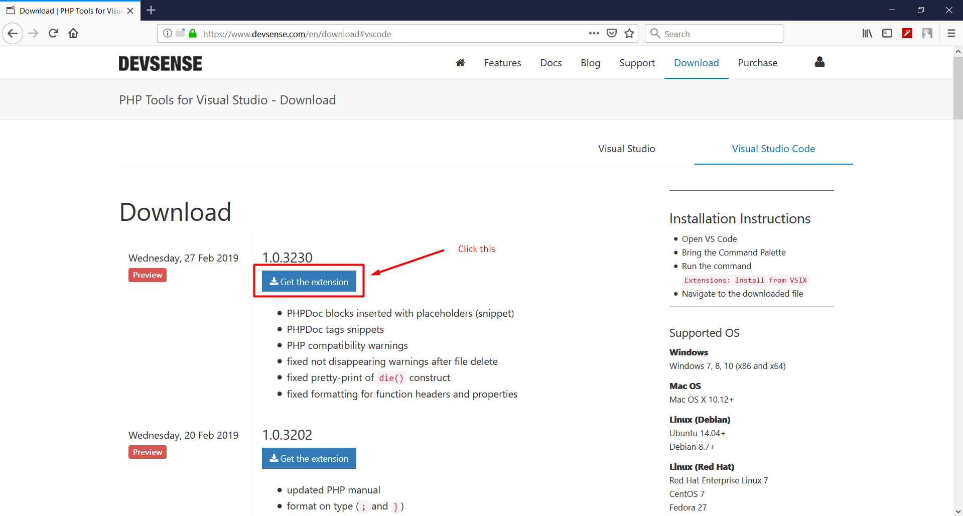 Download PHP Tools for VS Code