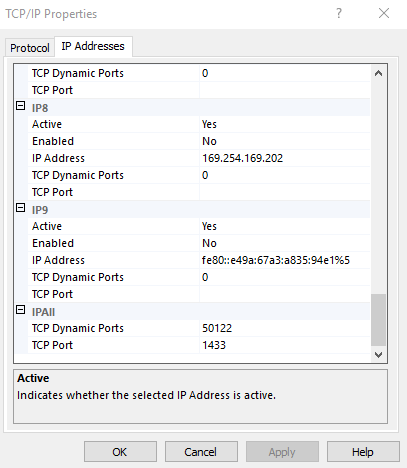 SQL Enable IP