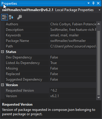 Swiftmailer Version
