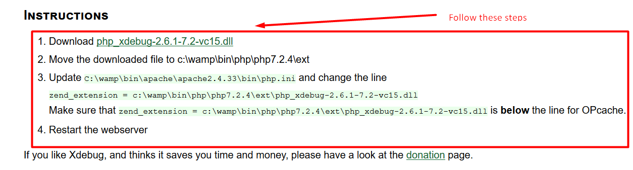 Xdebug Steps
