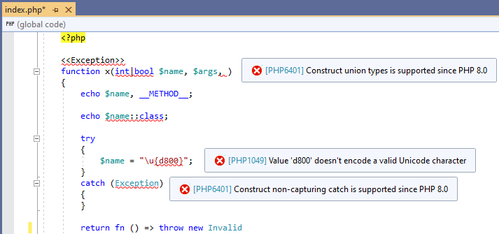 php 8.0 syntax compatibility check