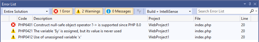 error list