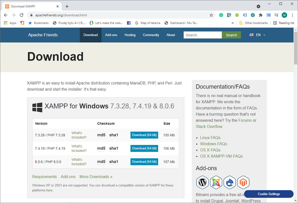 Apache friends website