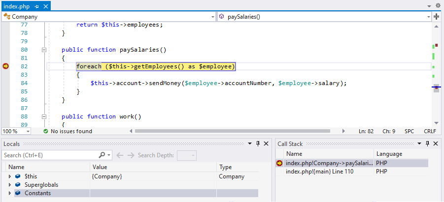 Application is paused on breakpoint