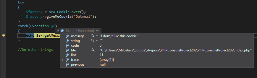 Handled exception