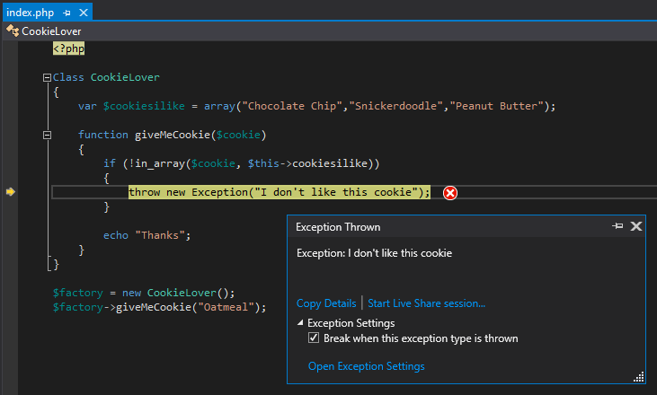Exception is thrown
