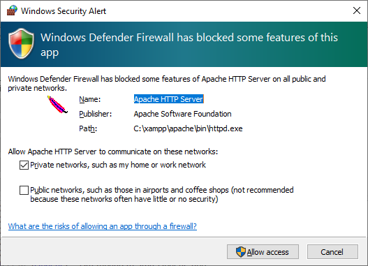 Firewall prompt