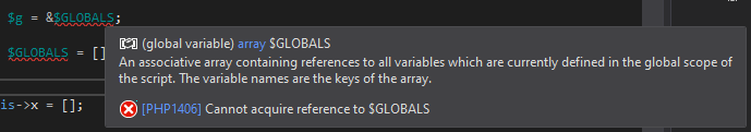 $GLOBALS restrictions