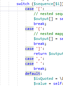 highlight case and default