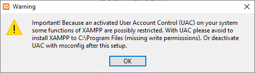 UAC warning