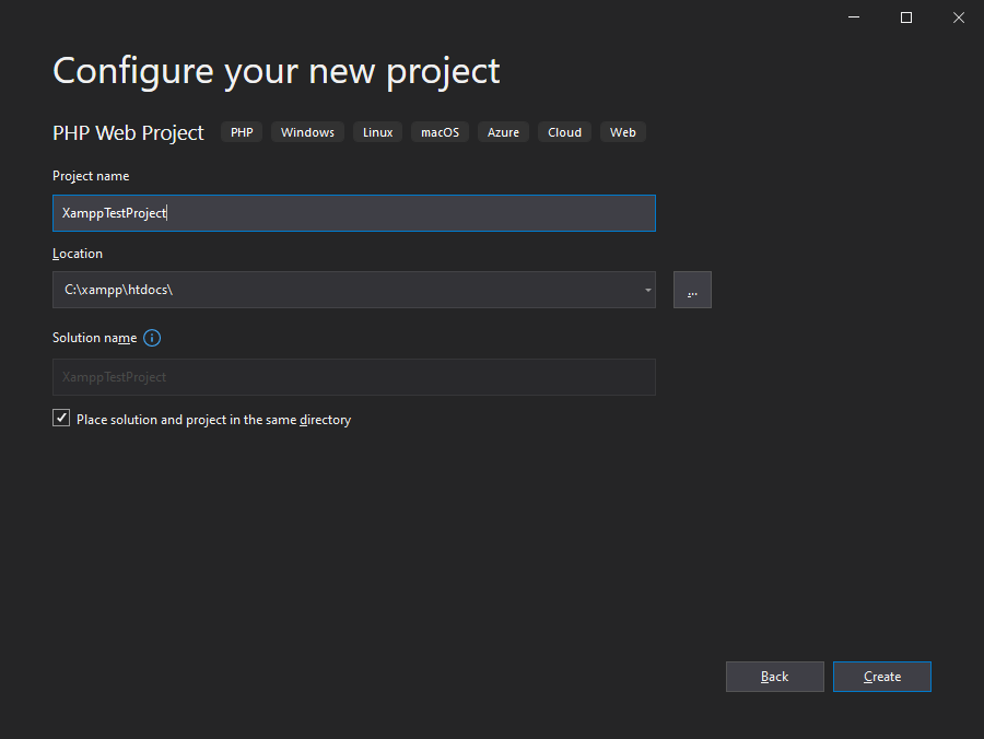 Visual Studio 2019 Configure New Project