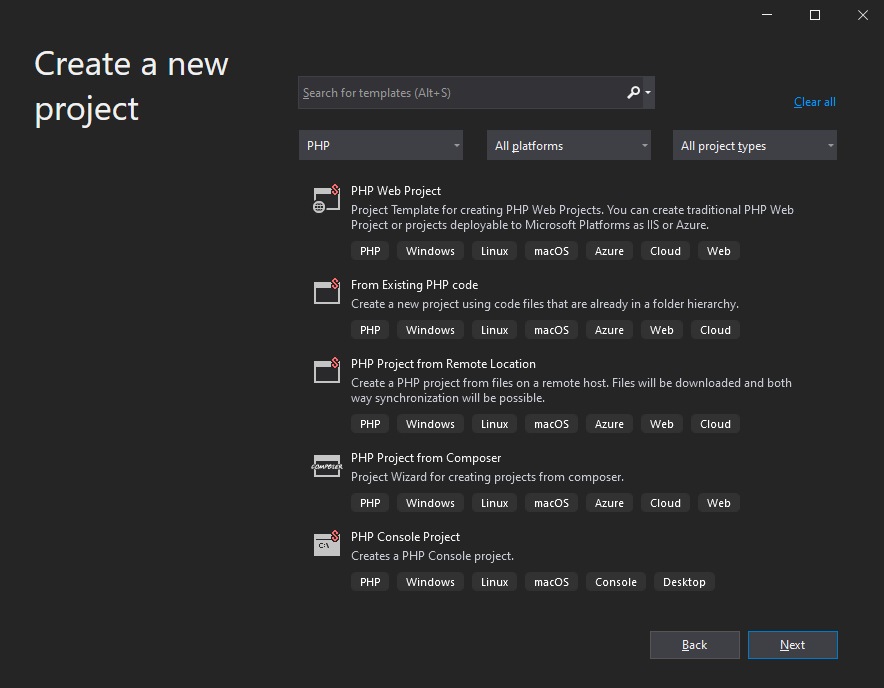 new project templates