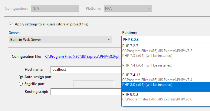 php 8 visual studio