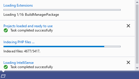 php indexing progress status