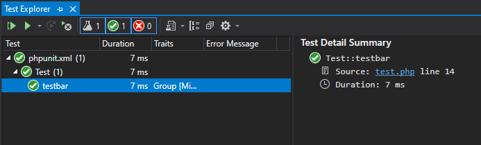 php test explorer