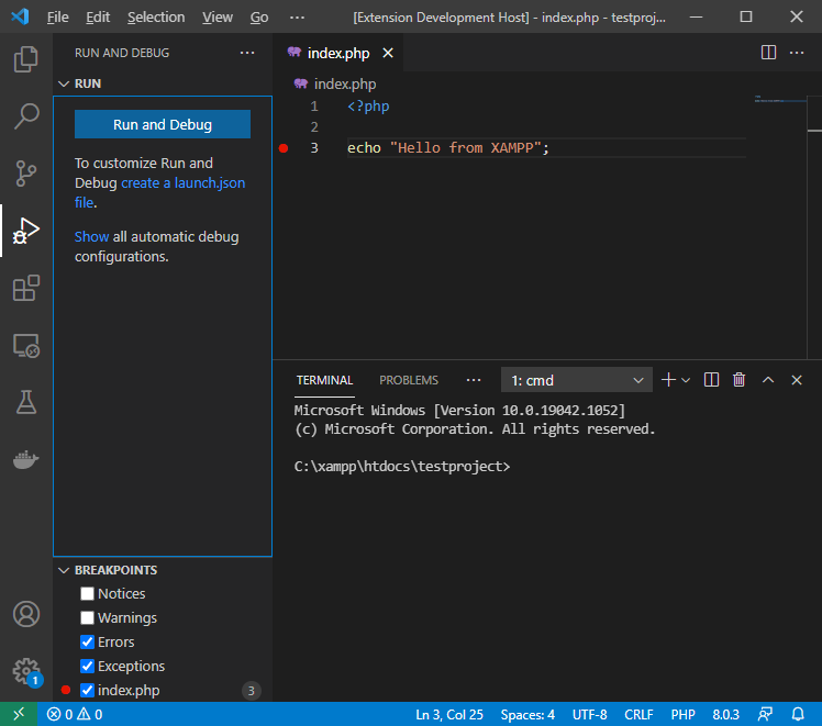 Visual Studio Code screen