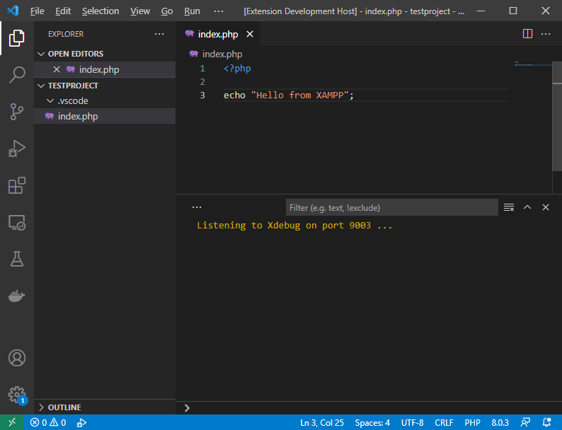 Folder opened in Visual Studio Code