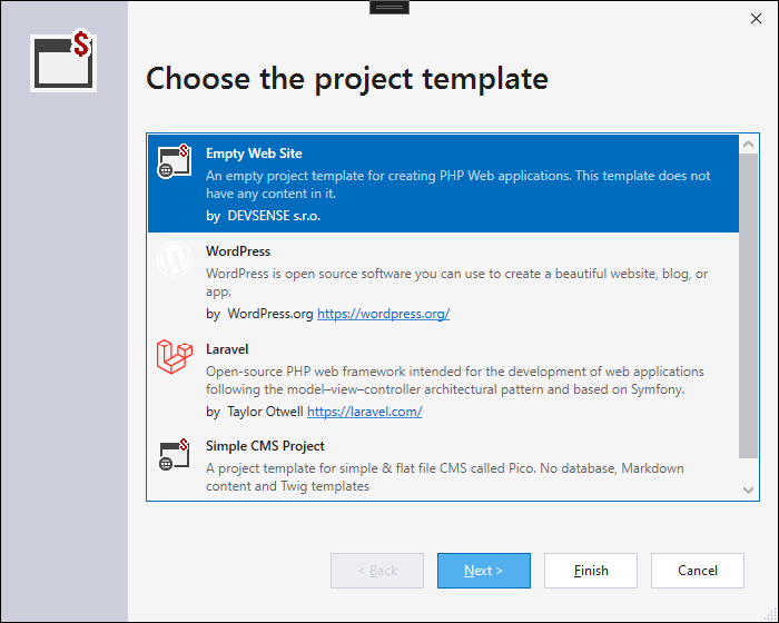 Choose a PHP Project Template