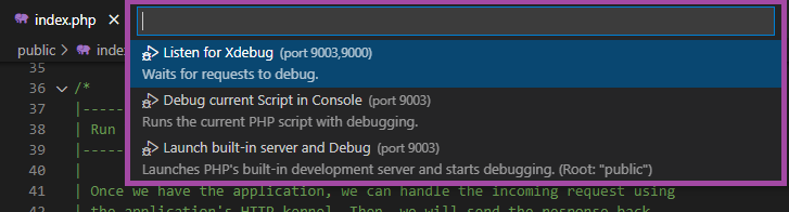 quick php debug launch