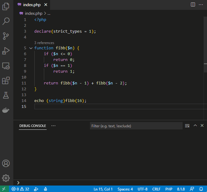 profile console PHP program