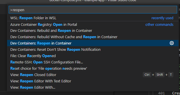 Reopen in Container