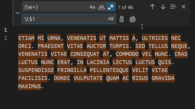 Transforming text case