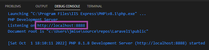 debug output built-in PHP server