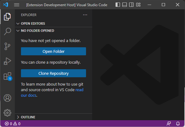 empty vscode workspace