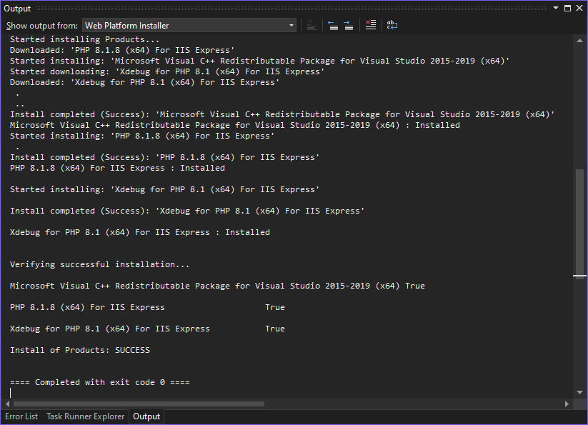 WebPi output