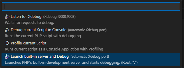 Launch built-in server and Debug