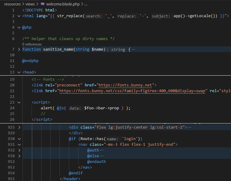 laravel blade syntax highlighting