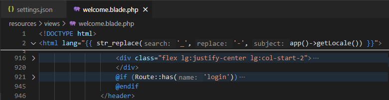 Inlay hints in PHP code in Blade files