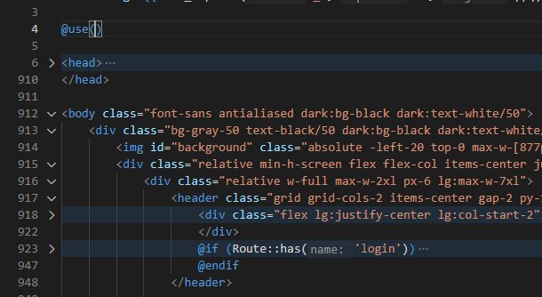 blade use directive completion