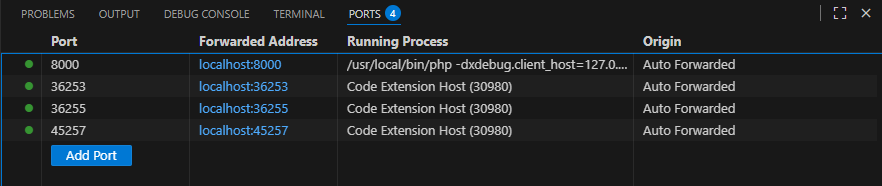 Port forwarding UI in VS Code