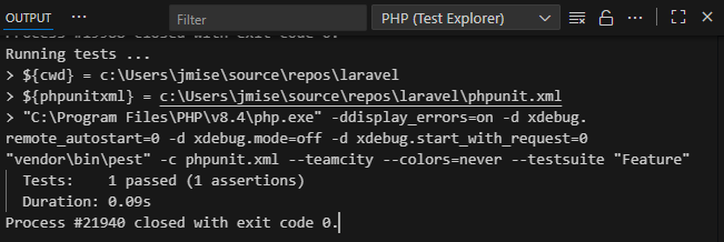 phpunit output