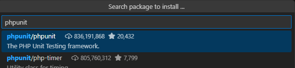 search phpunit composer package