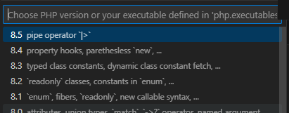 php 8.5 version select