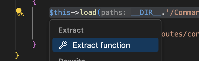 extract code action