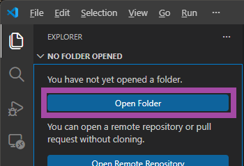 open folder in vsc
