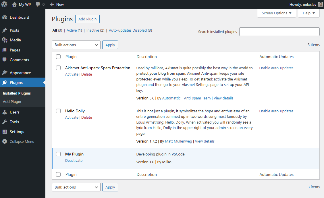 Activating the plugin