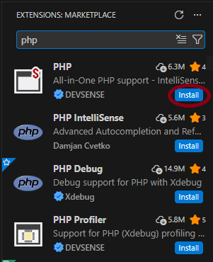 Install PHP Tools for VS Code