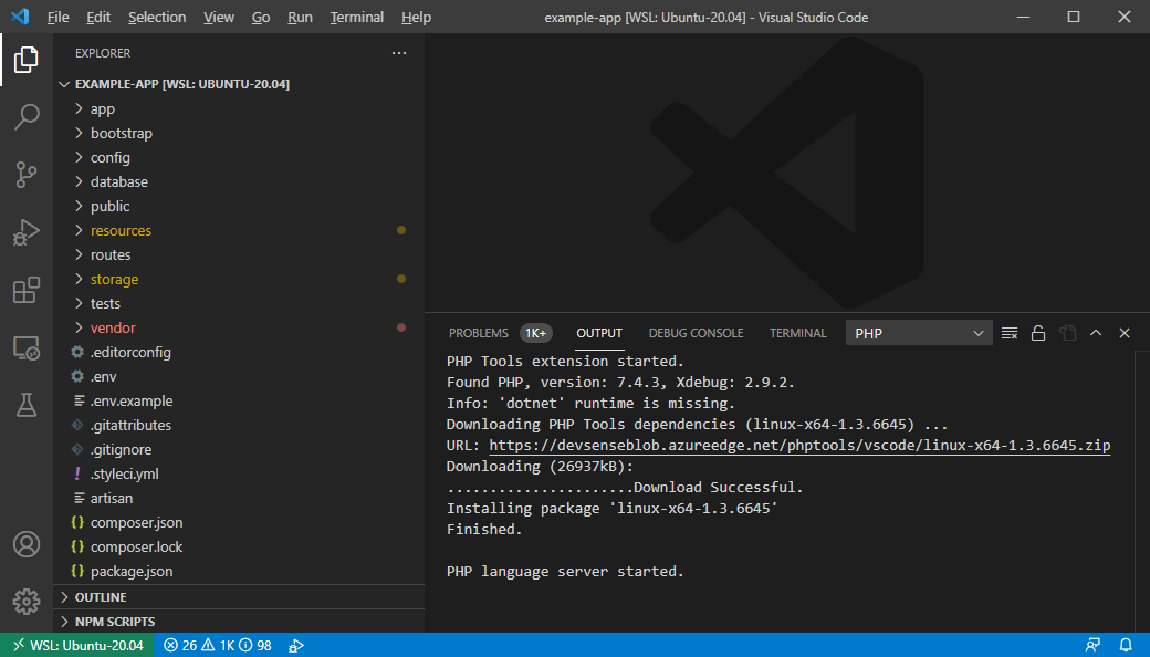 VSCode WSL PHP Tools