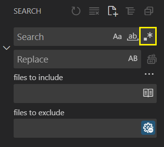 VS Find and replace - enable regular expressions