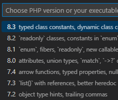PHP Language Level in VS Code