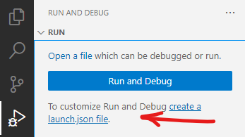 Create launch.json in VS Code