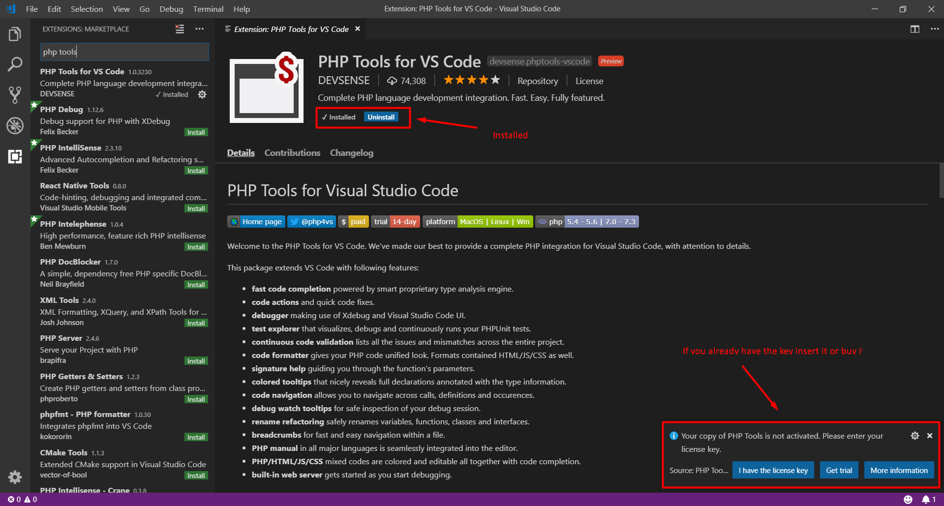 VS Code PHP Tools Extension