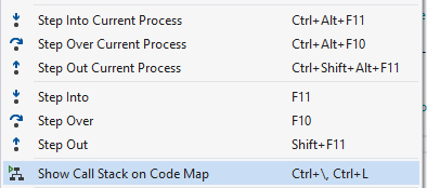 Show call stack on Code Map Command